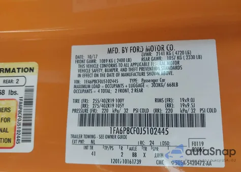 2018 Ford Mustang Gt Premium из США, поврежденный, VIN 1FA6P8CF0J5102445